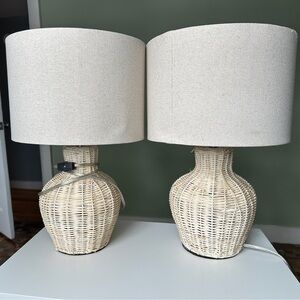 Cream Woven Table Lamps - set of 2